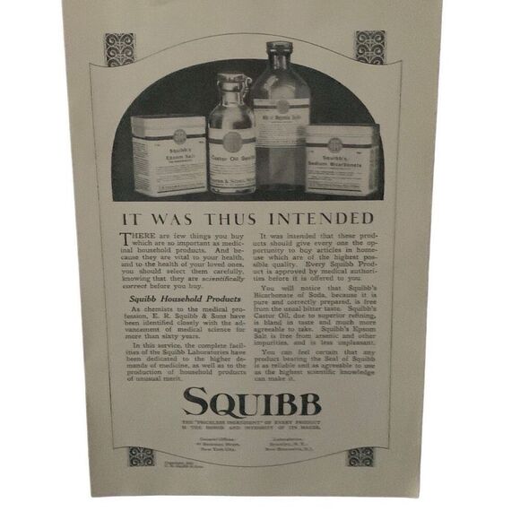 Vintage 1923 Squibb It Was Thus Intended Ad Advertisement - Picture 1 of 4